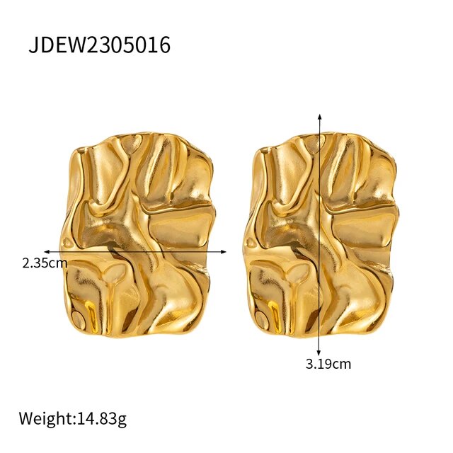 Gold Molten Stud Earrings