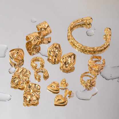 Gold Molten Stud Earrings