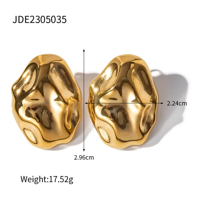Gold Molten Stud Earrings